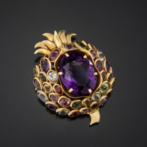RENE BOIVIN <br> Pomegranate Brooch.